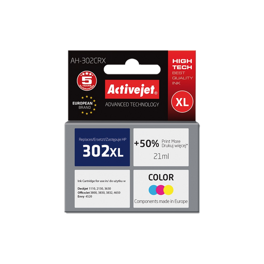 ACTIVE JET  INK ΣΥΜΒΑΤΟ  ΜΕ HP AH-302CRX #302XL TRICOLOR 21ml (Α) #F6U67A